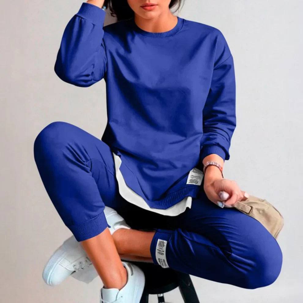 Women’s 2-piece pants & sweatshirt patchwork set – women