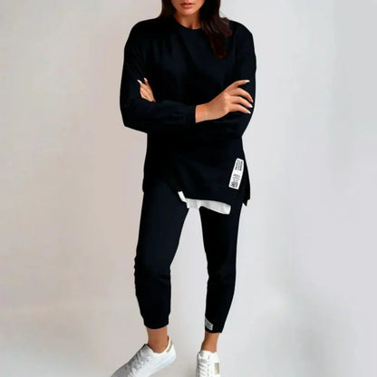 Women’s 2-piece pants & sweatshirt patchwork set – women