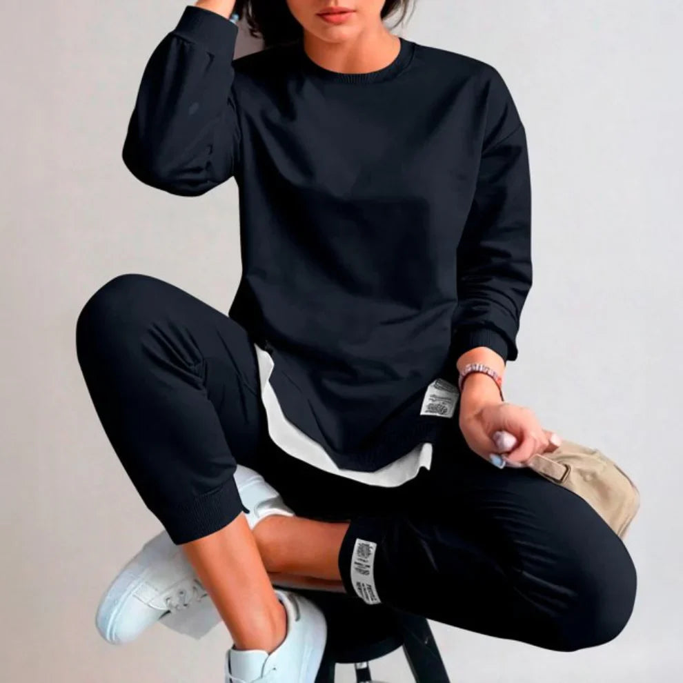 Women’s 2-piece pants & sweatshirt patchwork set – women