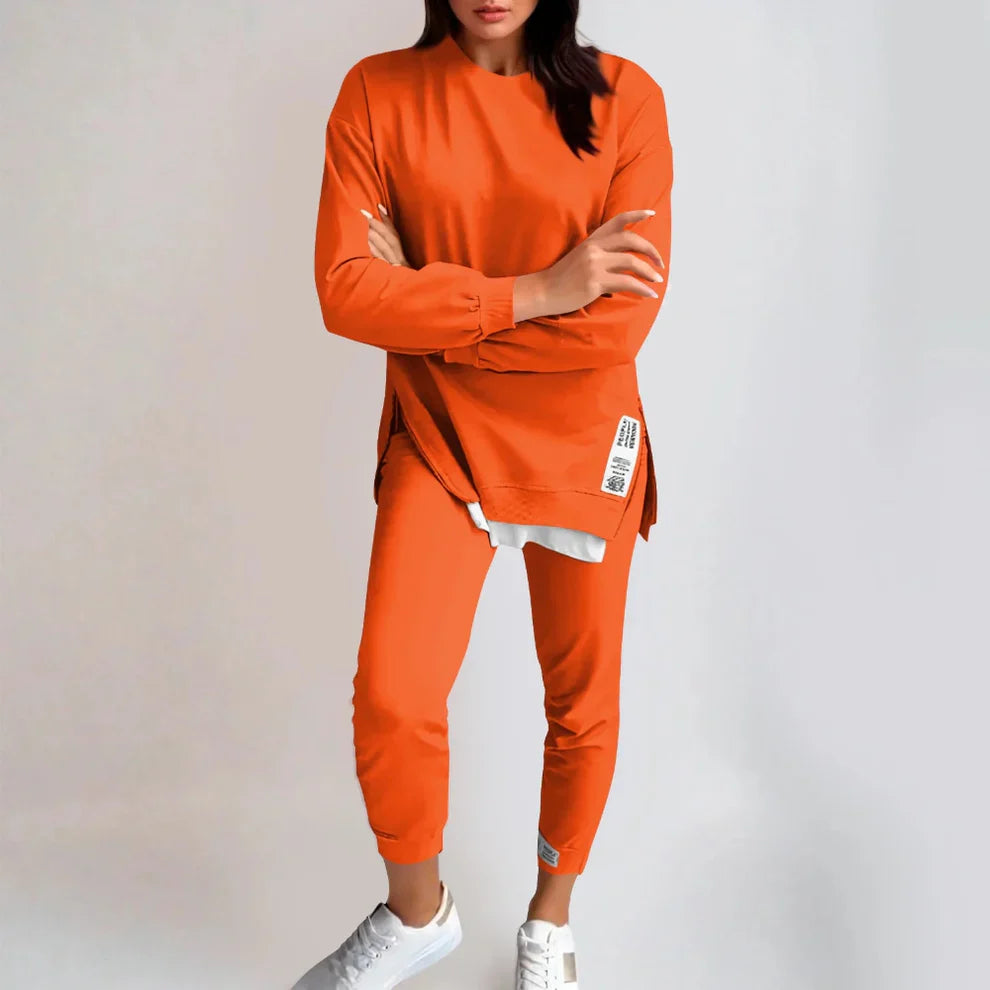 Women’s 2-piece pants & sweatshirt patchwork set – women