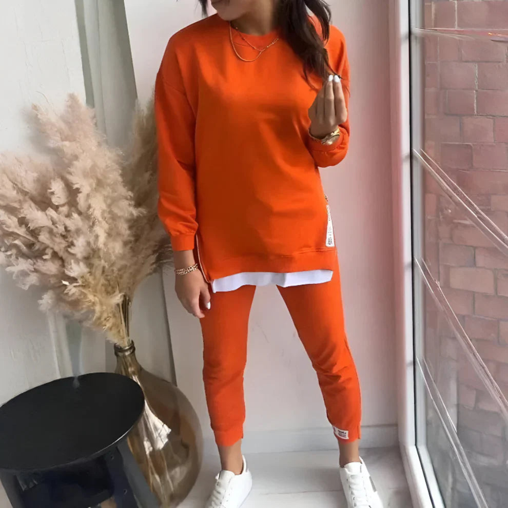 Women’s 2-piece pants & sweatshirt patchwork set – women