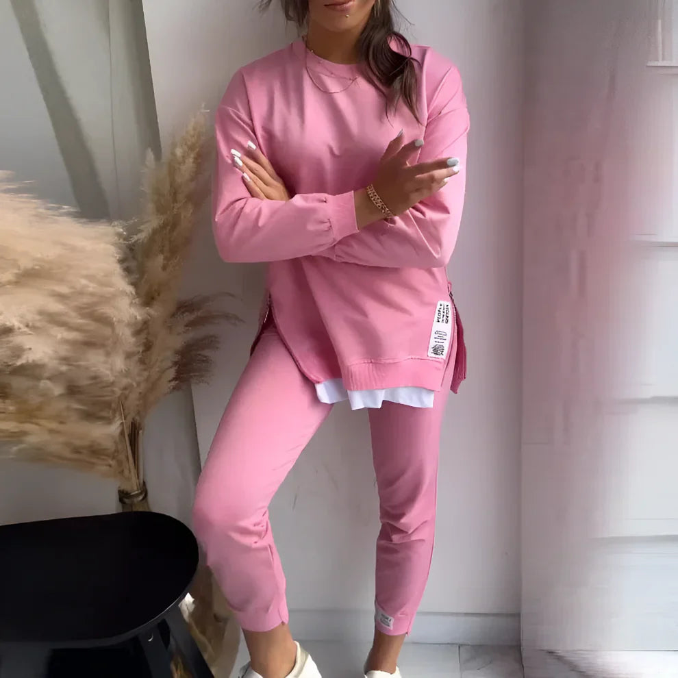 Women’s 2-piece pants & sweatshirt patchwork set – women