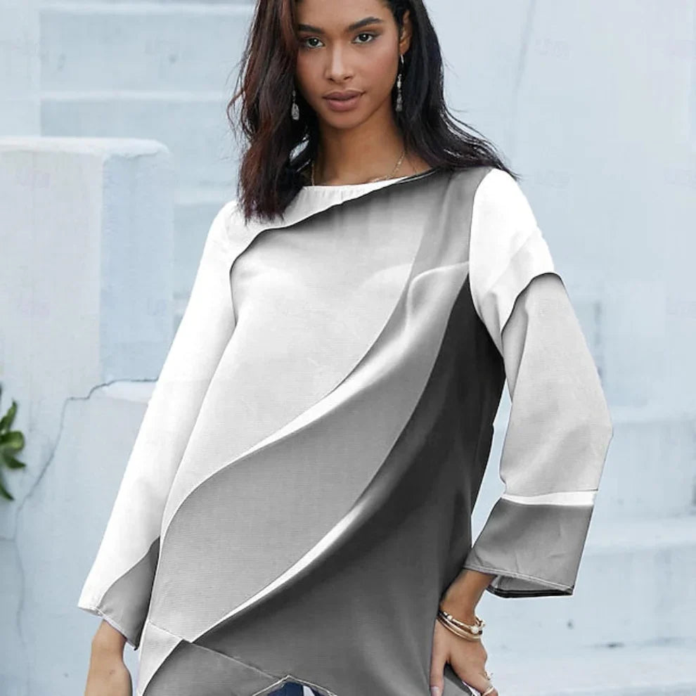 Women’s abstract print blouse long sleeve – women