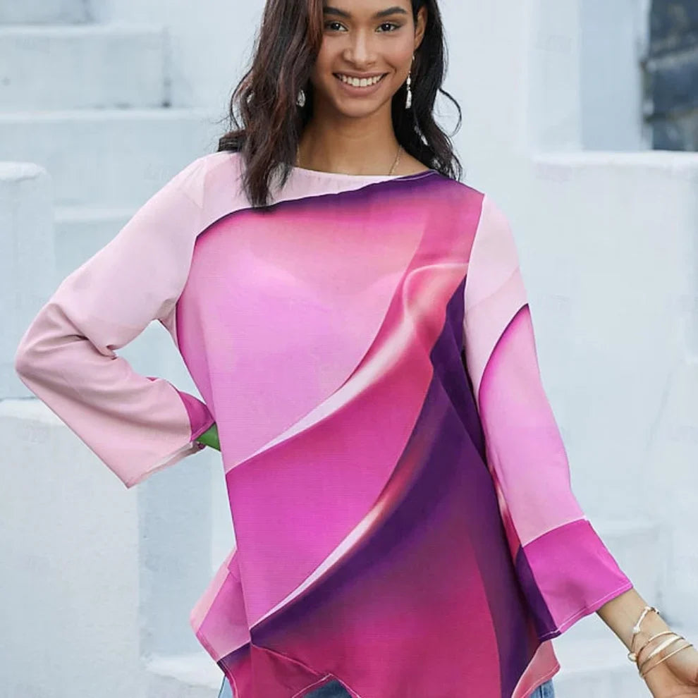 Women’s abstract print blouse long sleeve – women