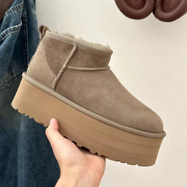 Women’s beige cozy platform ankle boots – women