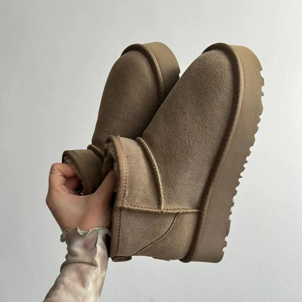 Women’s beige cozy platform ankle boots – women