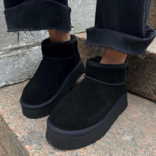 Women’s black cozy platform ankle boots – women