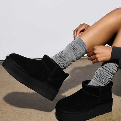 Women’s black cozy platform ankle boots – women
