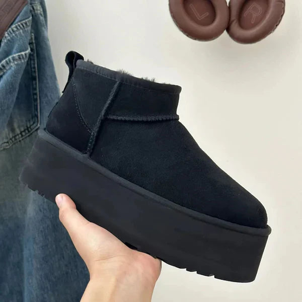 Women’s black cozy platform ankle boots – women