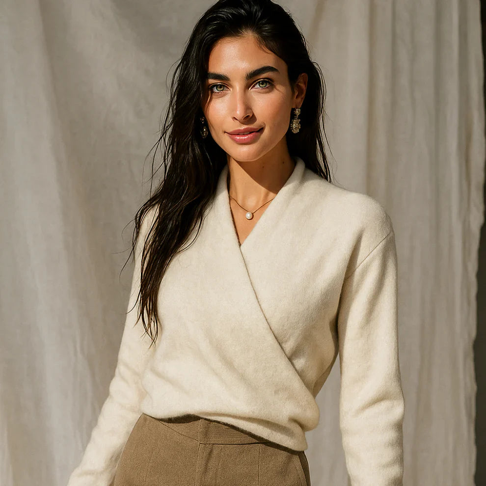 Women’s cozy v-neck knitted sweater – women