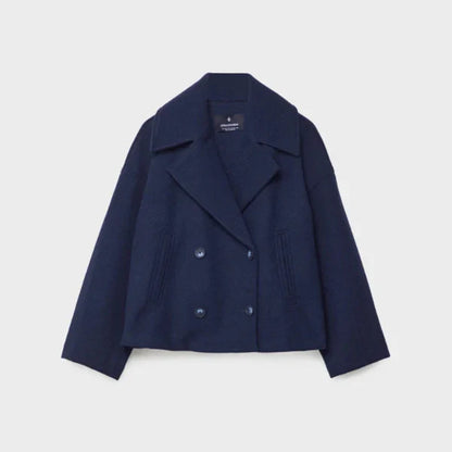 Women's elegant short wool double-breasted coat - women