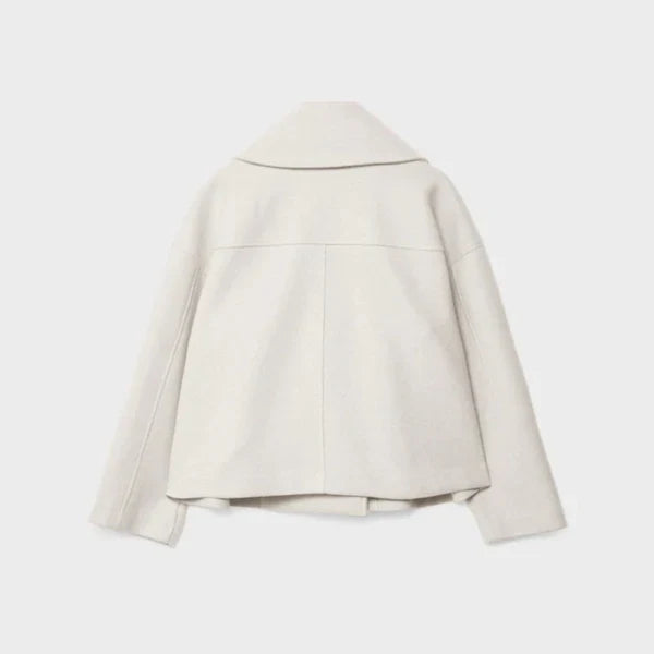 Women's elegant short wool double-breasted coat - women