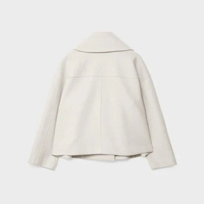 Women's elegant short wool double-breasted coat - women