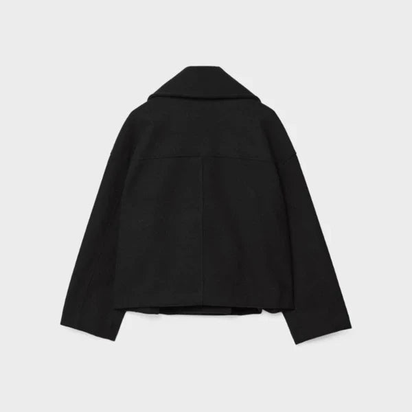 Women's elegant short wool double-breasted coat - women