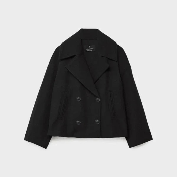 Women's elegant short wool double-breasted coat - women