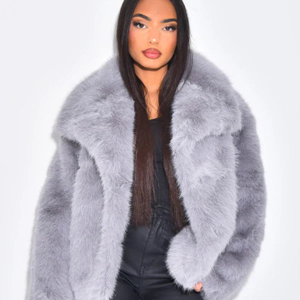 Women’s faux-fur jacket elegant cozy coat – women