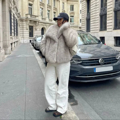 Women’s faux-fur jacket elegant cozy coat – women