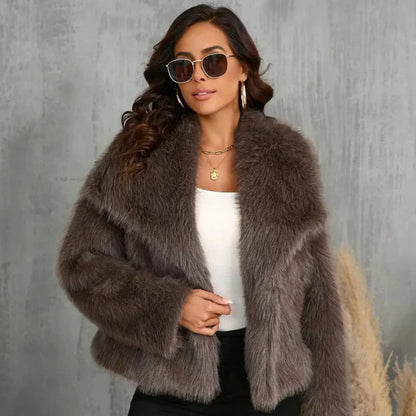 Women’s faux-fur jacket elegant cozy coat – women