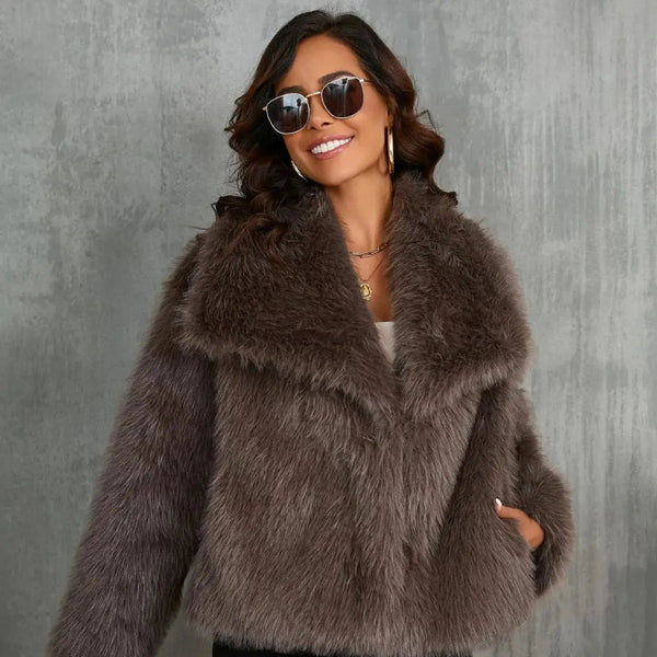 Women’s faux-fur jacket elegant cozy coat – women