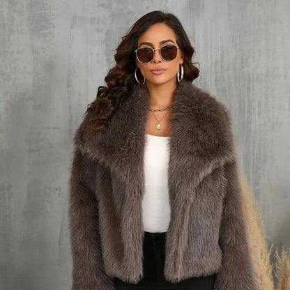 Women’s faux-fur jacket elegant cozy coat – women