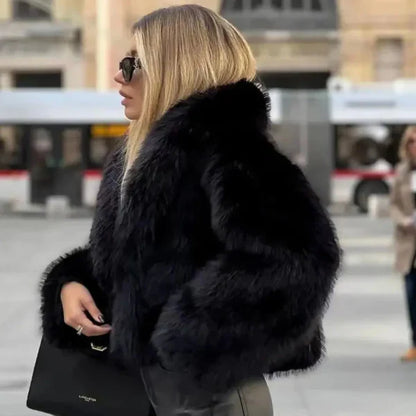 Women’s faux-fur jacket elegant cozy coat – women