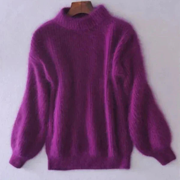 Women’s fluffy oversized turtleneck sweater – women