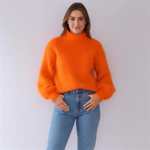 Women’s fluffy oversized turtleneck sweater – women