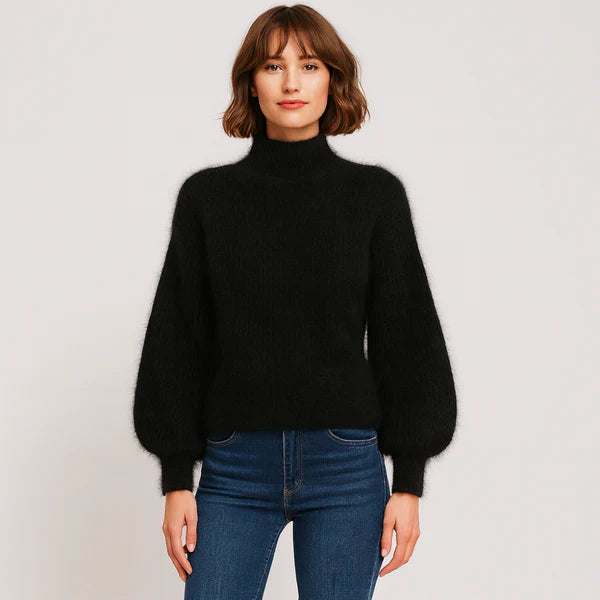 Women’s fluffy oversized turtleneck sweater – women