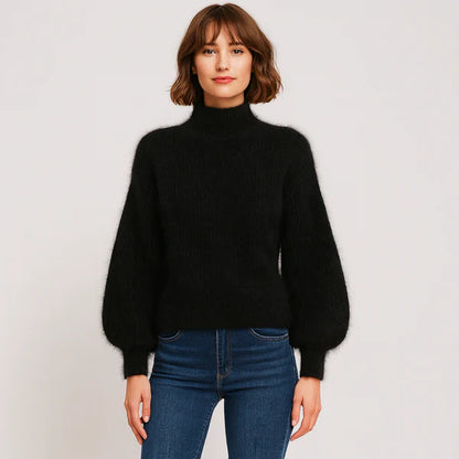 Women’s fluffy oversized turtleneck sweater – women