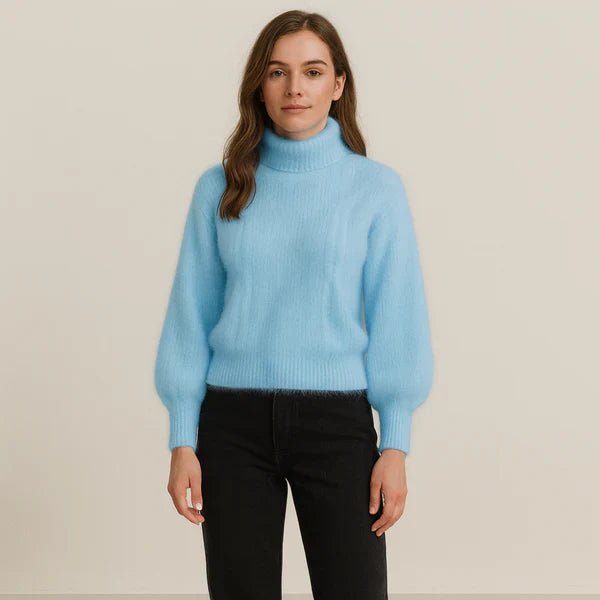 Women’s fluffy oversized turtleneck sweater – women