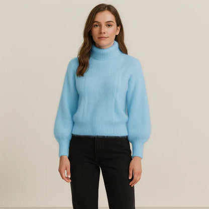 Women’s fluffy oversized turtleneck sweater – women