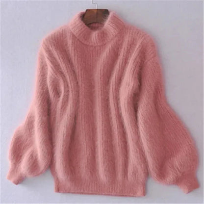 Women’s fluffy oversized turtleneck sweater – women