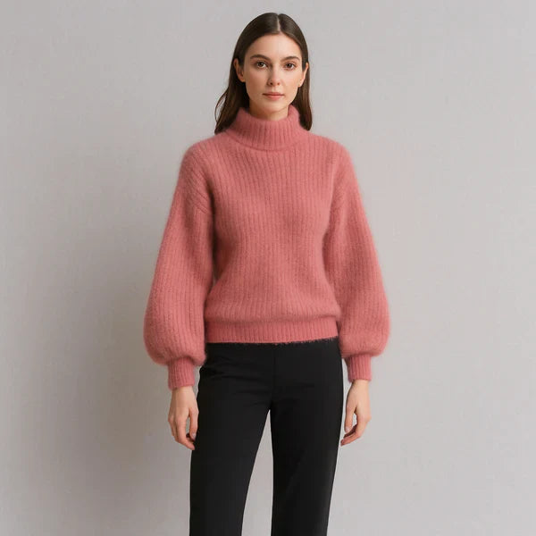 Women’s fluffy oversized turtleneck sweater – women