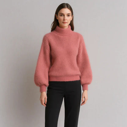 Women’s fluffy oversized turtleneck sweater – women
