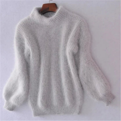 Women’s fluffy oversized turtleneck sweater – women