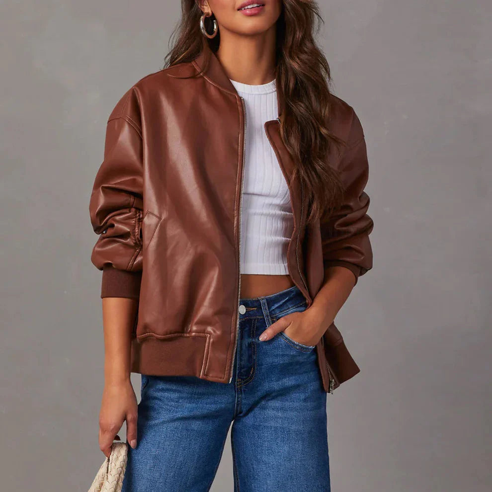 Women’s genuine leather jacket with quilted lining – women