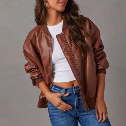 Women’s genuine leather jacket with quilted lining – women