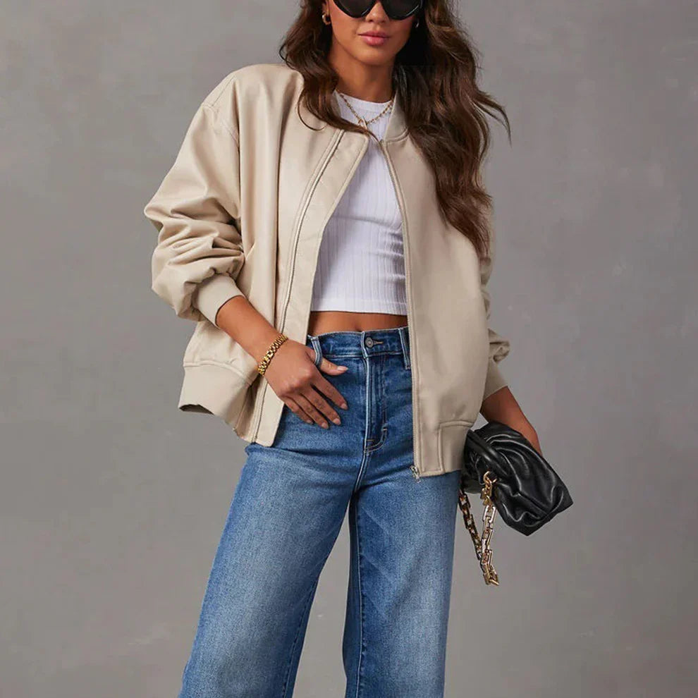 Women’s genuine leather jacket with quilted lining – women