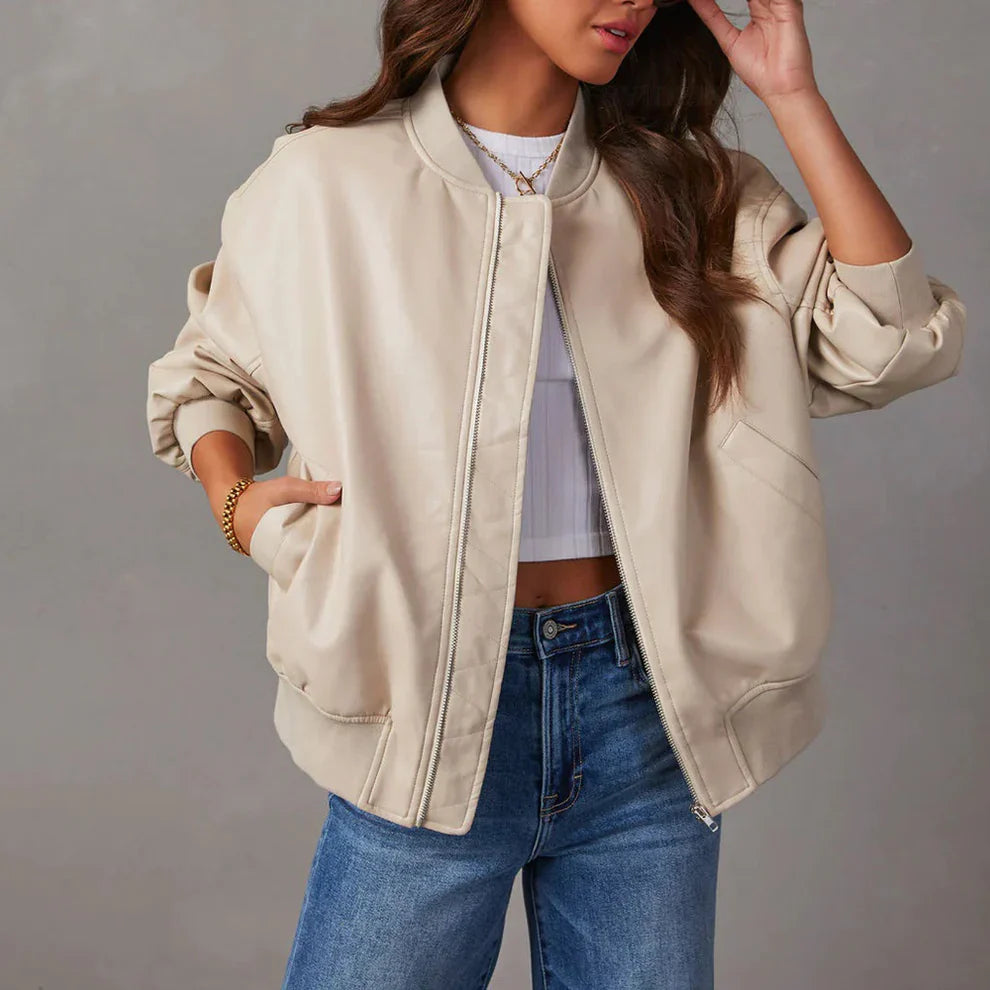 Women’s genuine leather jacket with quilted lining – women