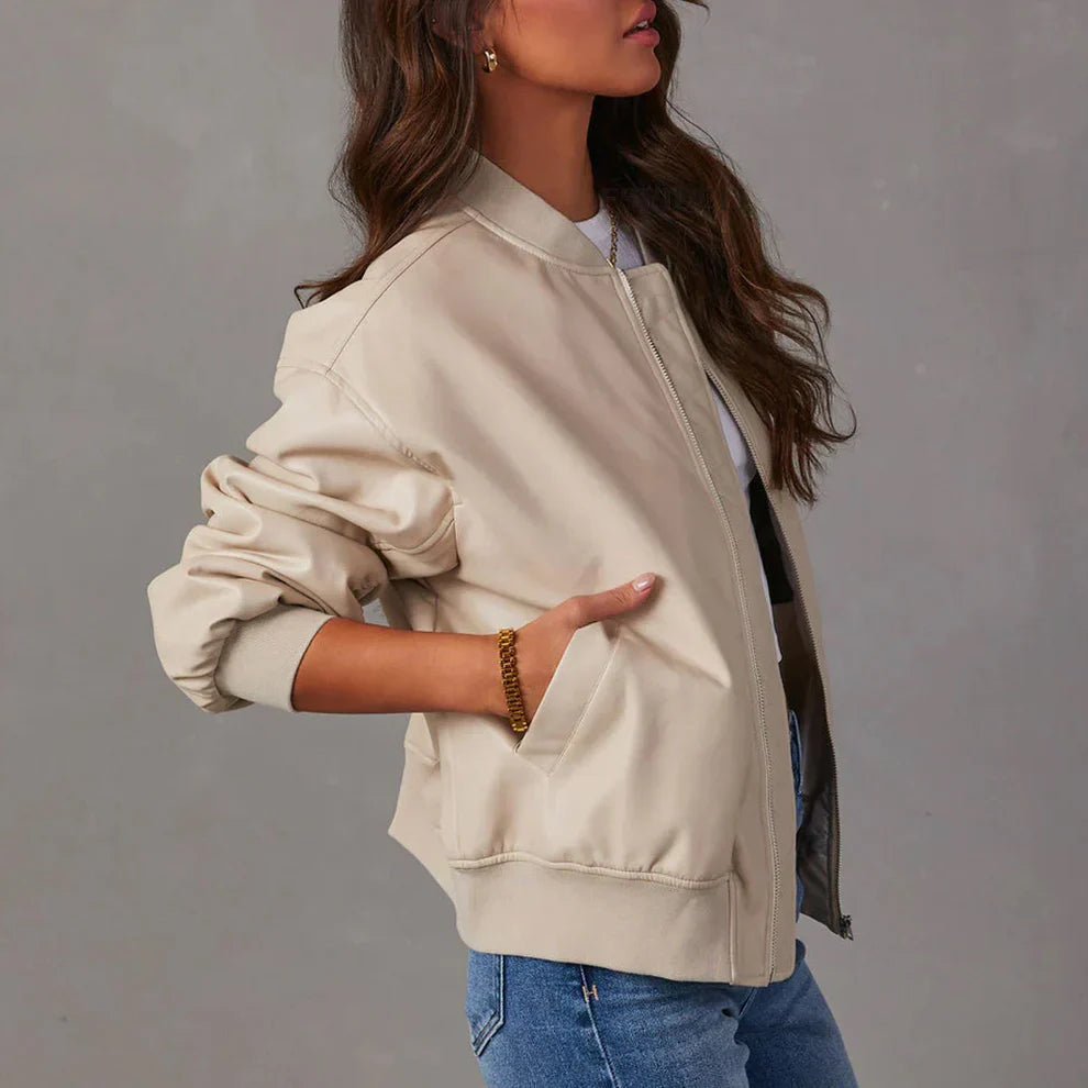 Women’s genuine leather jacket with quilted lining – women