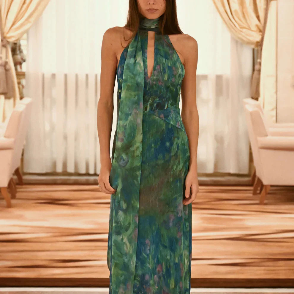 Women’s halter keyhole evening bodycon maxi dress – women
