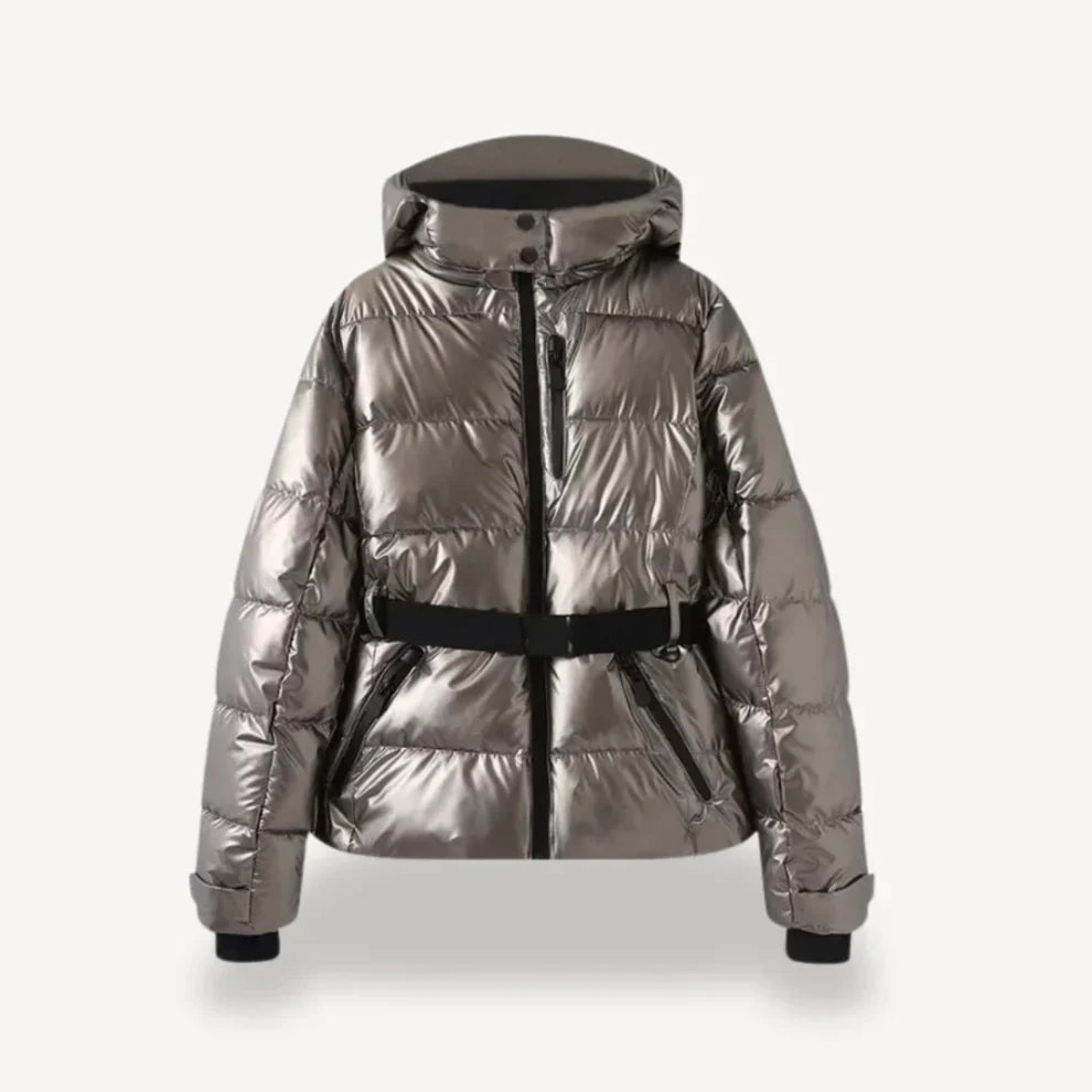 Women’s insulated belted hooded puffer jacket – women