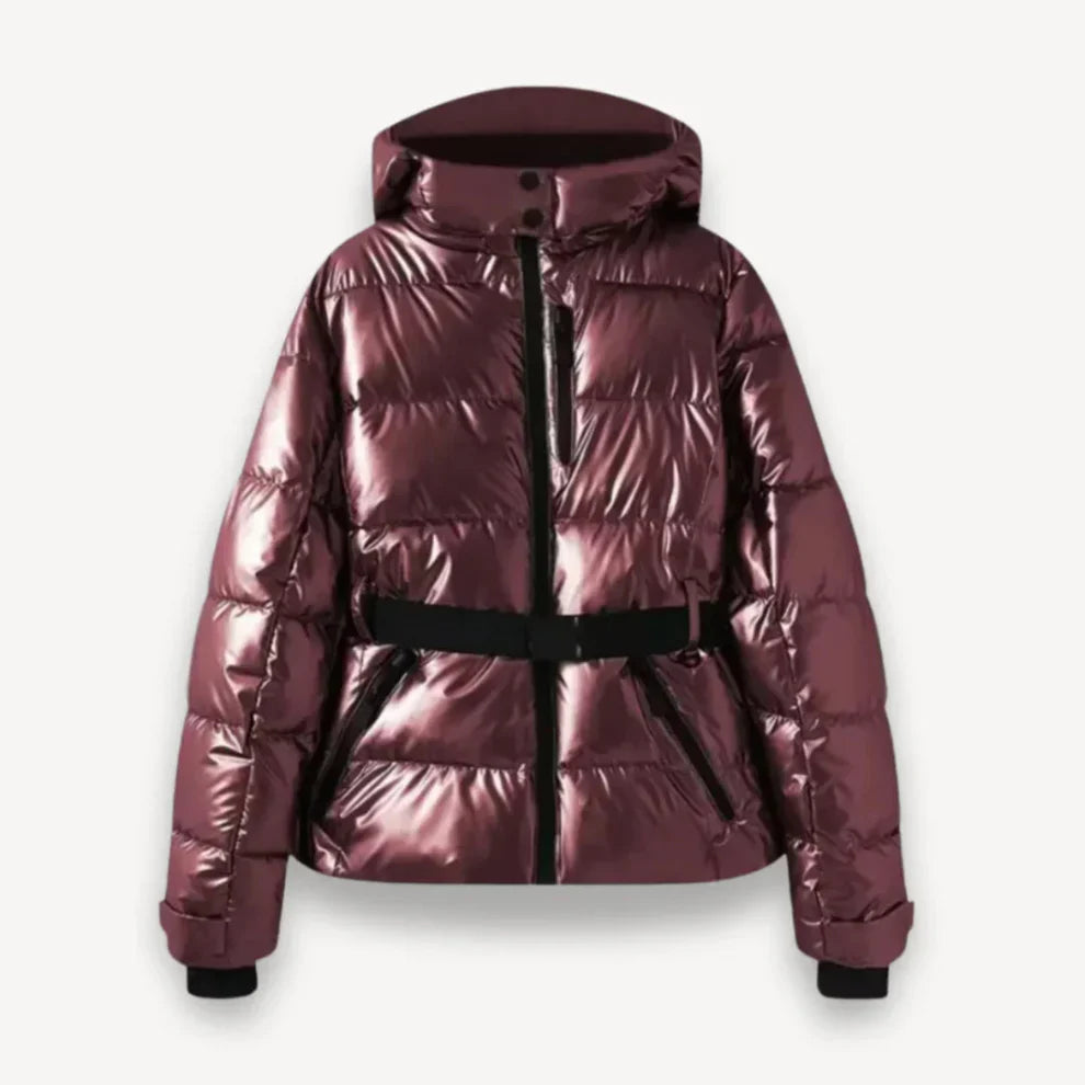 Women’s insulated belted hooded puffer jacket – women