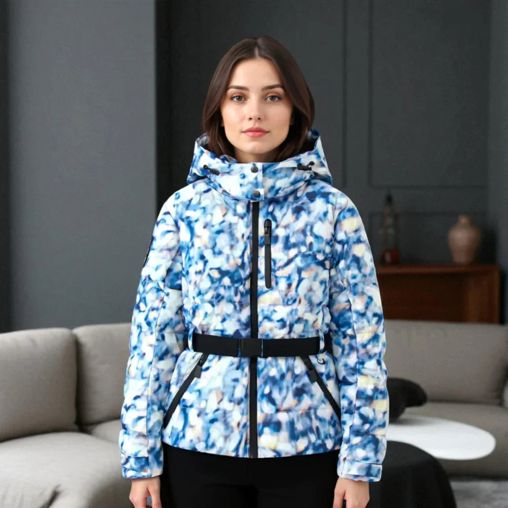 Women’s insulated belted hooded puffer jacket – women