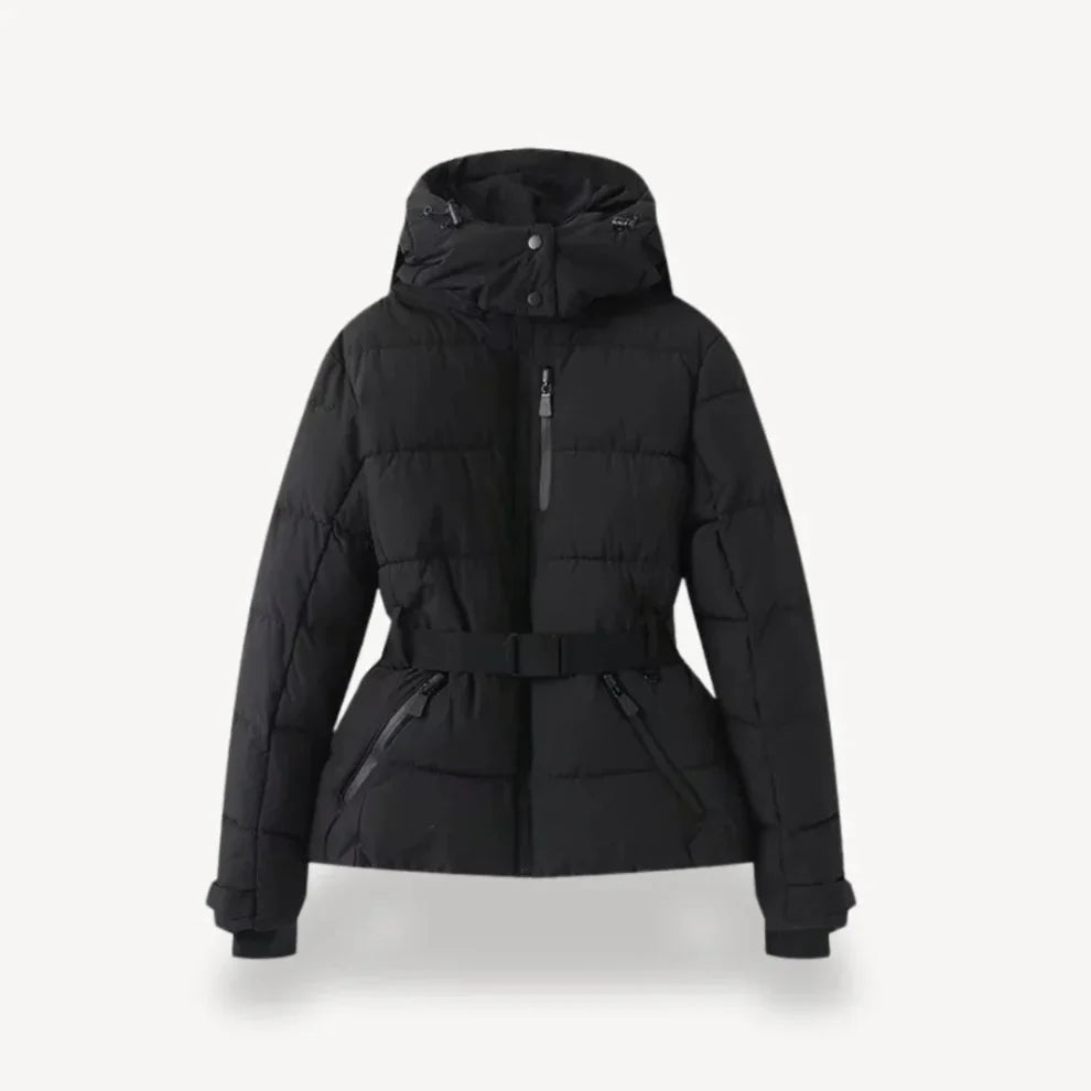 Women’s insulated belted hooded puffer jacket – women