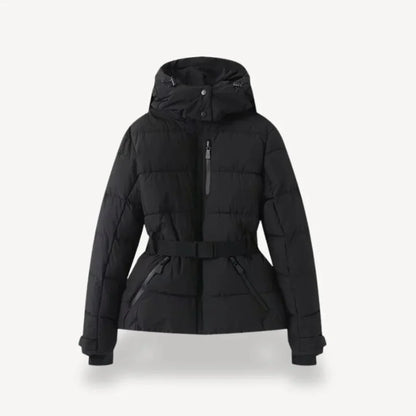 Women’s insulated belted hooded puffer jacket – women