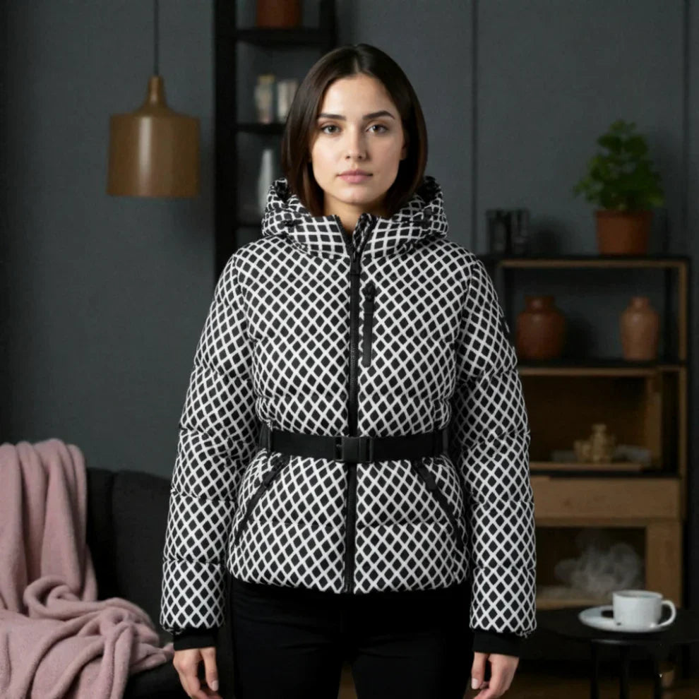 Women’s insulated belted hooded puffer jacket – women