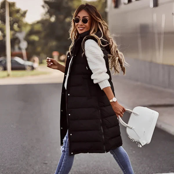 Women’s knee-length quilted vest – women