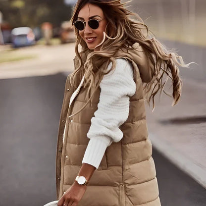 Women’s knee-length quilted vest – women
