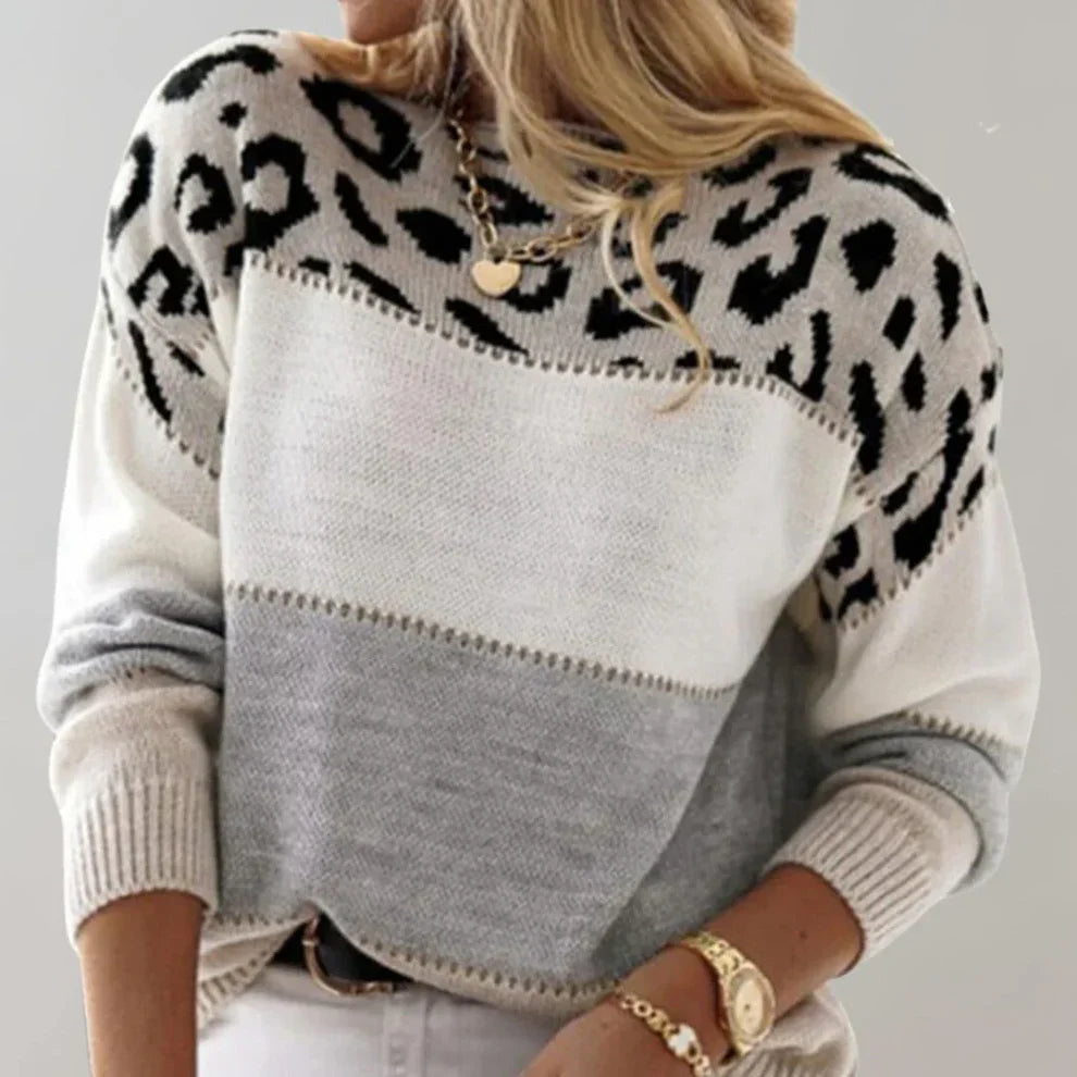 Women’s leopard color-block pullover – women
